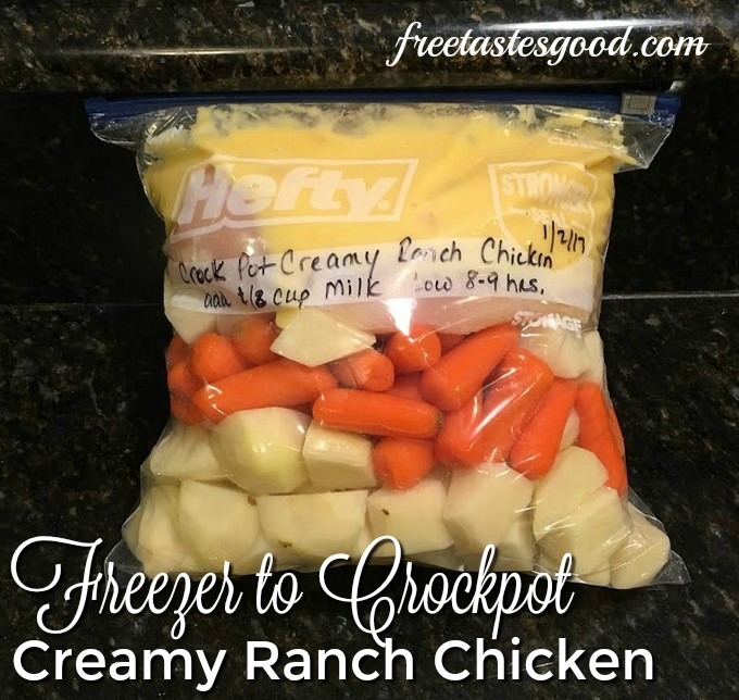 Freezer to Crockpot Creamy Ranch Chicken | Free Tastes Good!